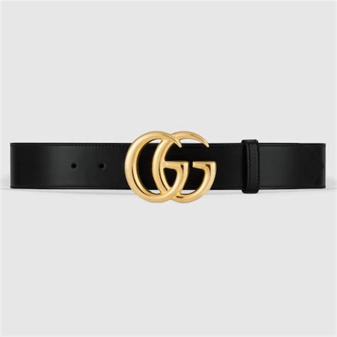 Gucci GG Marmont leather belt with shiny buckle